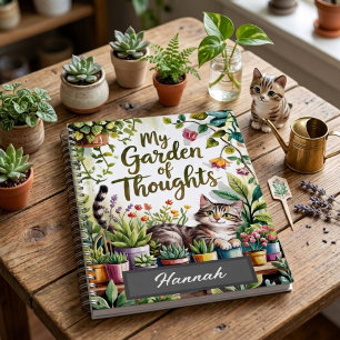 Personalisiertes Watercolor Cat Pflanze Notizblock
