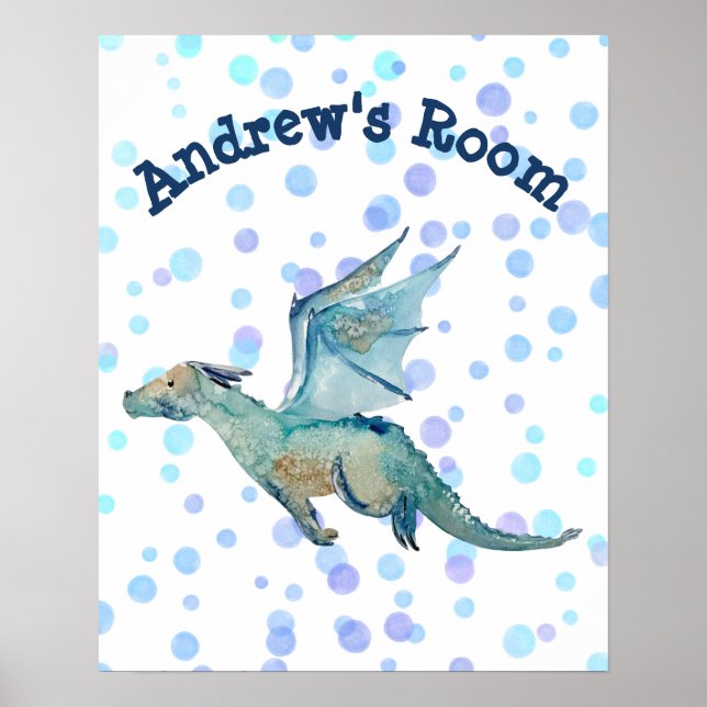 Personalisiertes Watercolor Dragon Poster (Vorne)