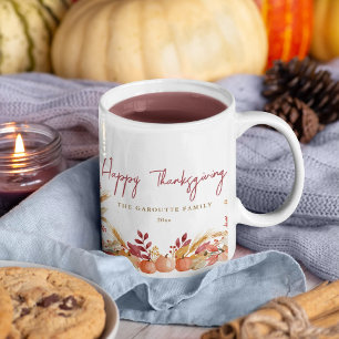 Personalisiertes Watercolor-Kürbis-Blumen-Thanksgi Kaffeetasse