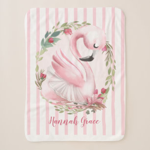 Personalisiertes Watercolor-Rosa-Schwan-Namen-Baby Sherpadecke