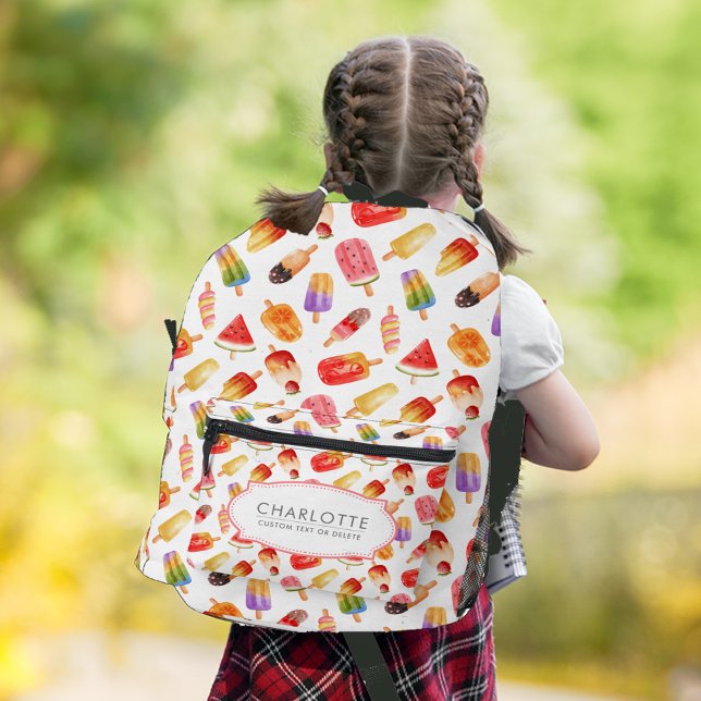 Personalisiertes Watercolor Sommerpopulationsmuste Bedruckter Rucksack (Personalized Watercolor Summer Popsicle Pattern Printed Backpack)