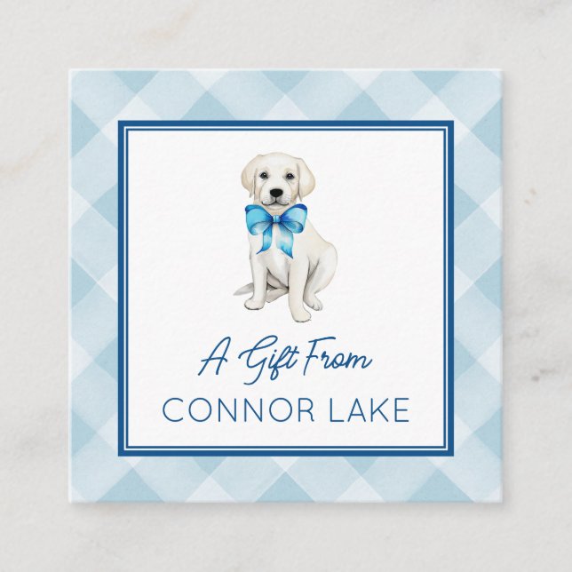 Personalisiertes Watercolor Weißer Labrador Welpen Begleitkarte (Vorderseite)