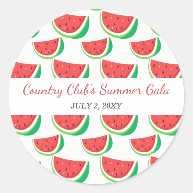 Personalisiertes Watermelon Muster Sommer Party Runder Aufkleber (Vorderseite)