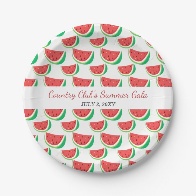 Personalisiertes Watermelon Muster Sommerplatte Pa Pappteller (Vorderseite)