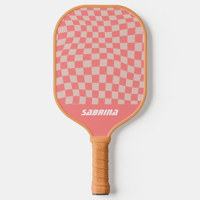 Personalisiertes Wavy Schachbrett | Cora Picklebal Pickleball Schläger (Vorderseite)
