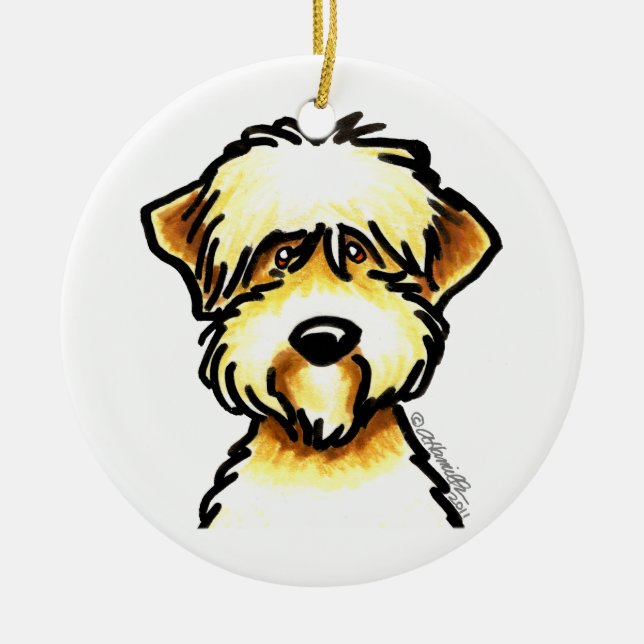 Personalisiertes, weich überzogenes Wheaten Terrie Keramikornament (Vorne)