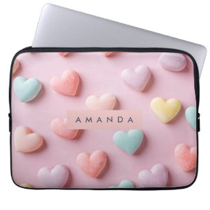 Personalisiertes weiches Pastell-Herzbonbon Laptopschutzhülle