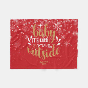 Personalisiertes Weihnachten Baby, es ist kalt dra Fleecedecke