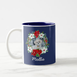 Personalisiertes Weihnachten Ferien Haustier Fot Zweifarbige Tasse