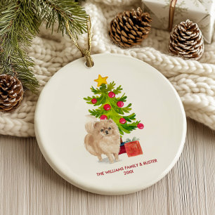 Personalisiertes Weihnachten für Pomeranian Hunde Keramik Ornament
