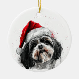 Personalisiertes Weihnachten-Hund Shih Tzu Keramik Ornament
