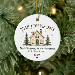 Personalisiertes Weihnachten im neuen Zuhause Keramik Ornament