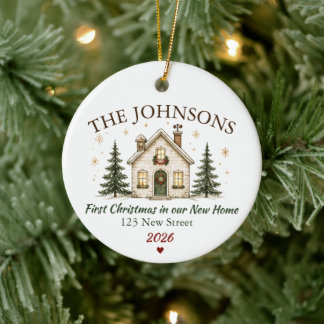 Personalisiertes Weihnachten im neuen Zuhause Keramik Ornament