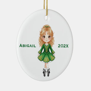 Personalisiertes Weihnachten Irische Blondhaarige Keramik Ornament