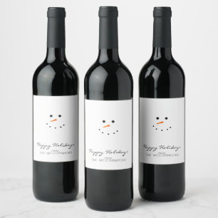 Personalisiertes Weihnachten Minimalistisch Snowma Weinetikett