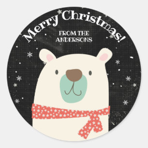 Personalisiertes Weihnachten mit Eisbär Runder Aufkleber