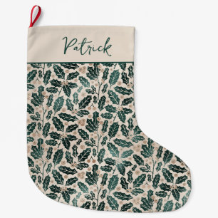 Personalisiertes Weihnachten mit Stechpalmenblätte Großer Weihnachtsstrumpf