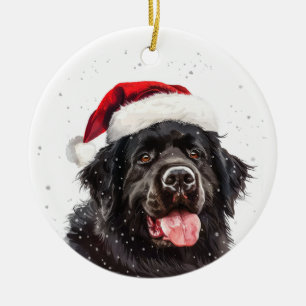 Personalisiertes Weihnachten Neufundländer Hund Keramik Ornament