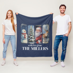 Personalisiertes Weihnachten Vintage Weihnachtsman Fleecedecke