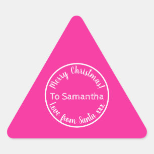 Personalisiertes Weihnachten von Santa Hot Pink Dreieckiger Aufkleber