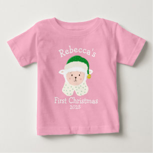 Personalisiertes Weihnachts-Baby-Schaf mit Elfenhu Baby T-shirt