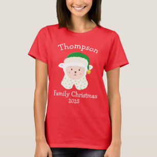 Personalisiertes Weihnachts-Baby-Schaf mit Elfenhu T-Shirt