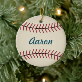 Personalisiertes Weihnachts-Baseball-Sportzentrum Keramikornament