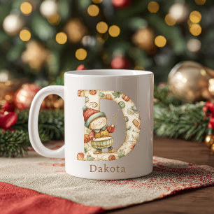 Personalisiertes Weihnachts-D-Initial-Monogramm Kaffeetasse