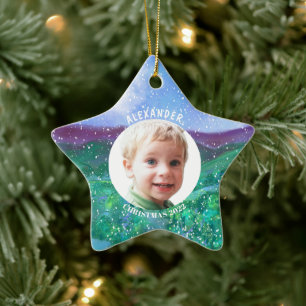 Personalisiertes Weihnachts-Dinosaurier-Foto-Anden Keramik Ornament