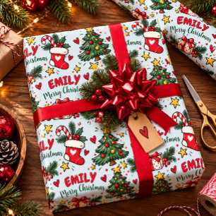 Personalisiertes Weihnachts-Doodle-Geschenkpapier Geschenkpapier