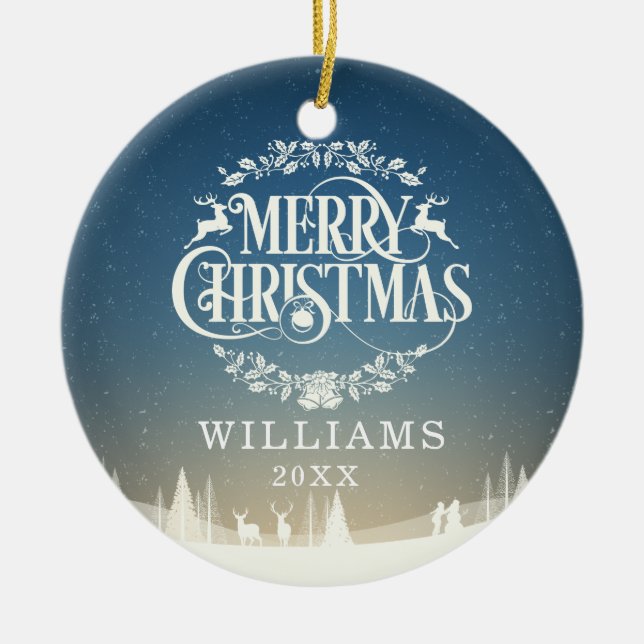 Personalisiertes Weihnachts-Foto Keramik Ornament (Vorne)