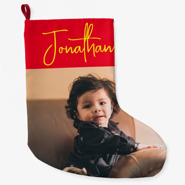 Personalisiertes Weihnachts-Foto-Strümpfe, Baby-Fo Großer Weihnachtsstrumpf (Vorderseite)