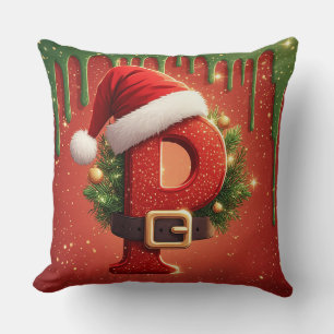 Personalisiertes Weihnachts-Monogramm P süßes Gesc Kissen