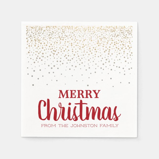Personalisiertes Weihnachts-Party Gold Silver Conf Serviette (Vorderseite)