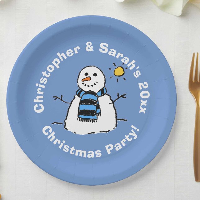Personalisiertes Weihnachts-Party Snowman Paper Pl Pappteller (Von Creator hochgeladen)