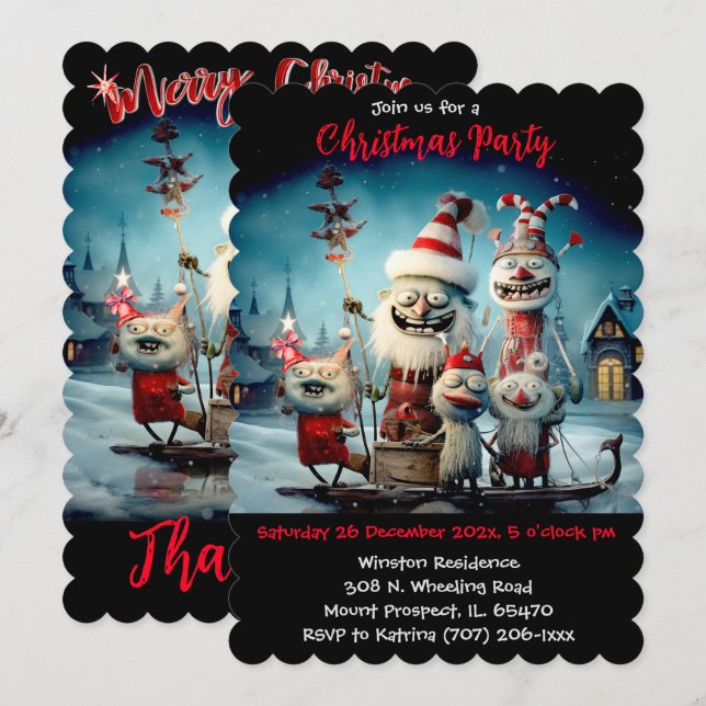 Personalisiertes Weihnachts-Party witzig Einladung (Vorne/Hinten)