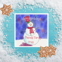 Personalisiertes Weihnachts-Snowman-Party Napkins