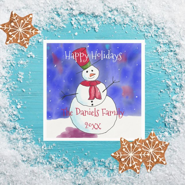 Personalisiertes Weihnachts-Snowman-Party Napkins Serviette (Von Creator hochgeladen)