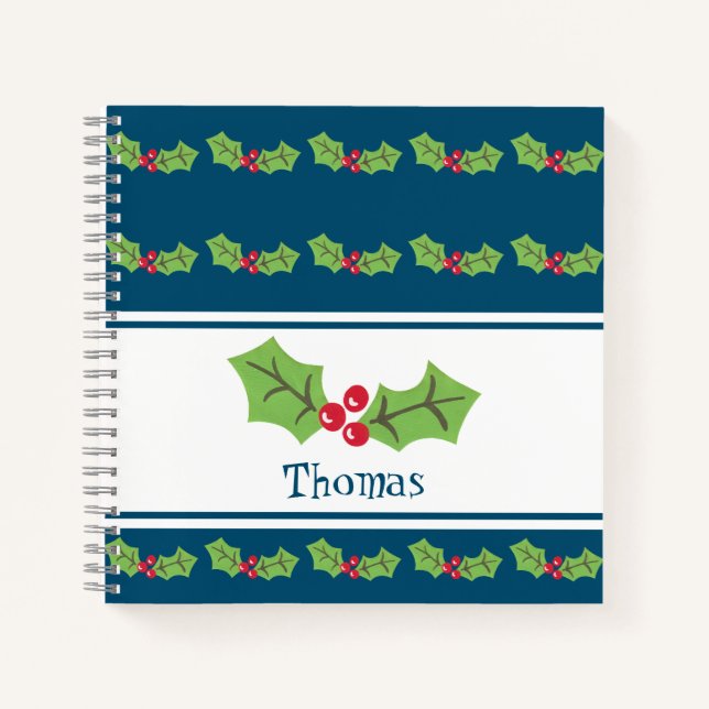 Personalisiertes Weihnachts- und Berries-Notebook Notizbuch (Vorderseite)