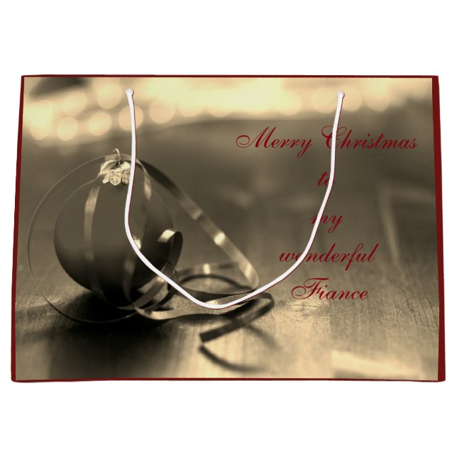 Personalisiertes Weihnachts-Verlobte-Design Große Geschenktüte (Vorderseite)