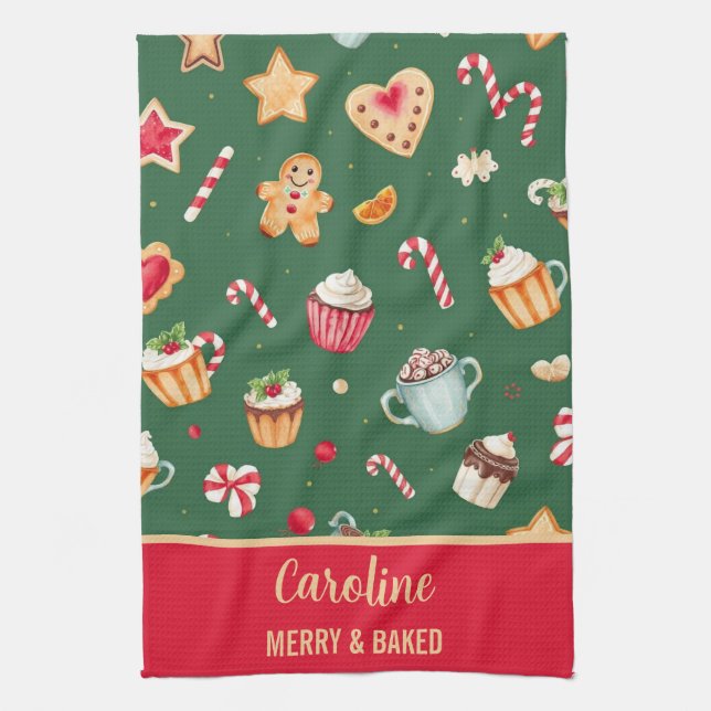 Personalisiertes Weihnachtsbackmuster Geschirrtuch (Vertikal)