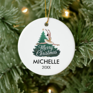 Personalisiertes Weihnachtsballett Balletttänzerin Keramik Ornament