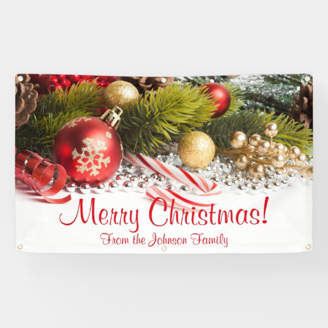 Personalisiertes Weihnachtsbanner Candy Cane Ornam Banner (Horizontal)