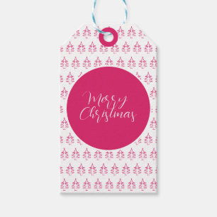 Personalisiertes Weihnachtsbaummuster - Hot Pink Geschenkanhänger
