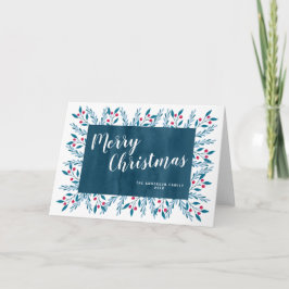 Personalisiertes Weihnachtsblau Feiertagskarte