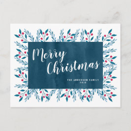 Personalisiertes Weihnachtsblau Feiertagspostkarte