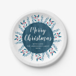 Personalisiertes Weihnachtsblau Pappteller