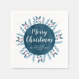 Personalisiertes Weihnachtsblau Serviette