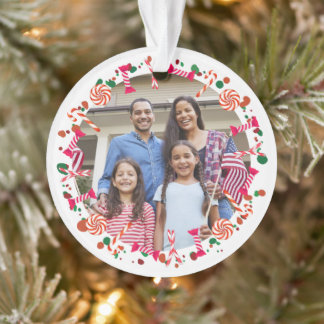Personalisiertes Weihnachtsbonbon-Rahmenfoto Ornament