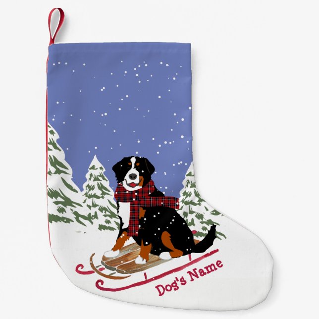 Personalisiertes Weihnachtsfest Bernese Mt Dog Rod Kleiner Weihnachtsstrumpf (Vorderseite)